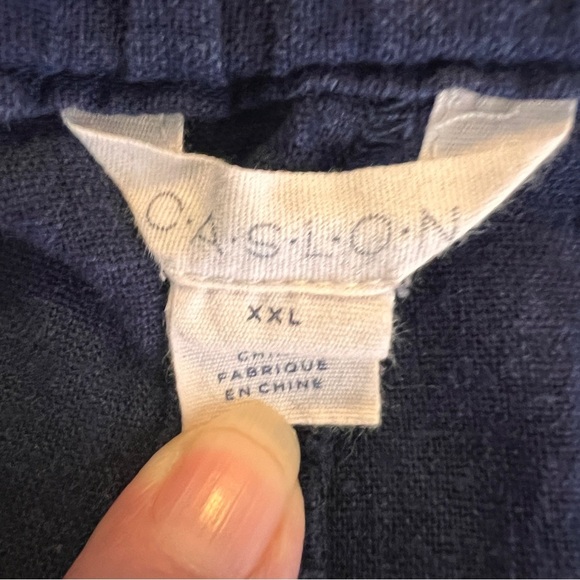 Caslon Navy Blue Linen Blend Drawstring Skirt Size XXL Front & Back Pockets EUC - Picture 4 of 4